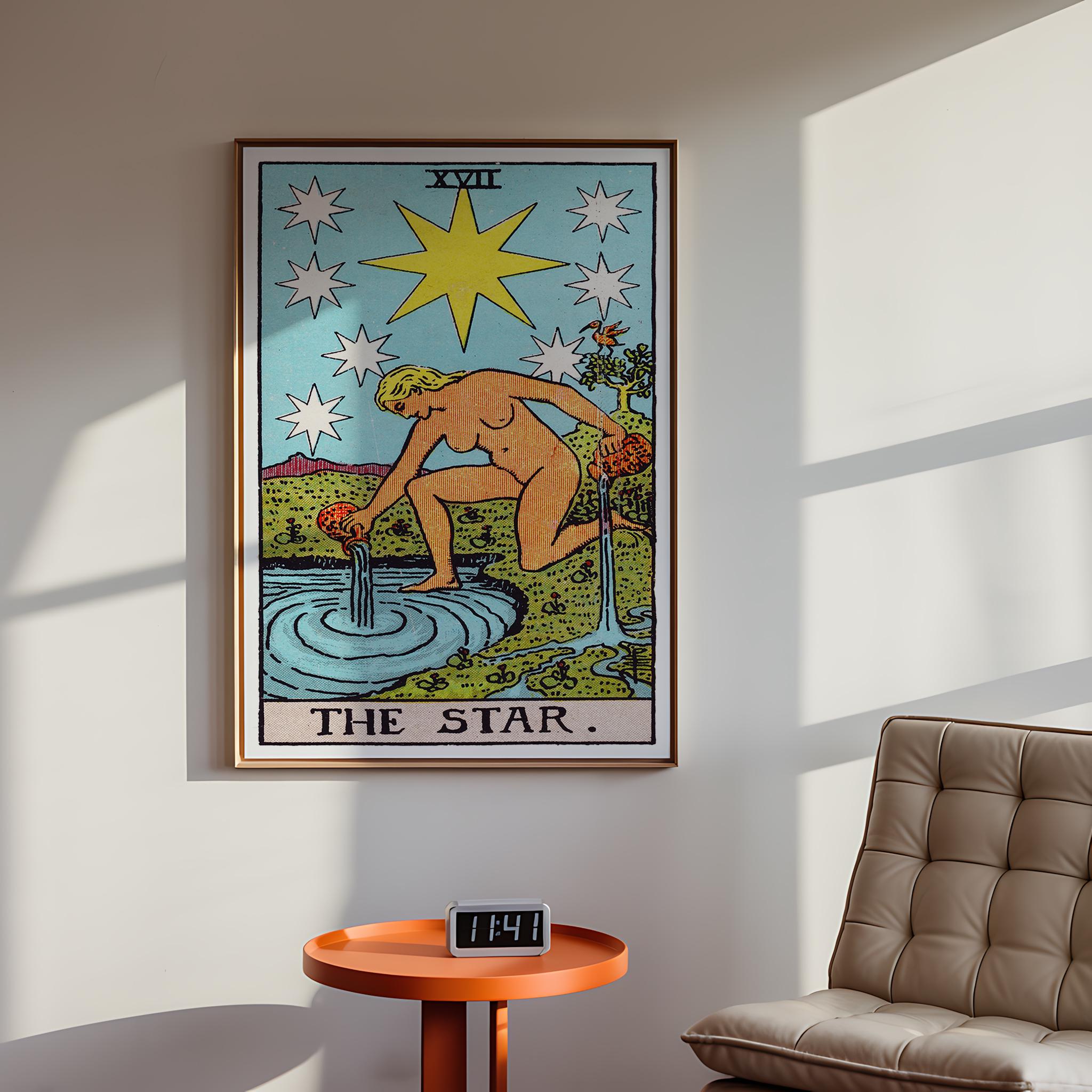 Star Rider Waite Tarot Cards Rider Waite Art Print - the Star, Esoteric Occult Poster ...