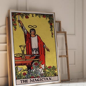 Tarot Cards Rider Waite Art Print - The Magician, Mystical Occult Poster, Vintage Esoteric Wall Art, Witchy Decor, Spiritual Gift