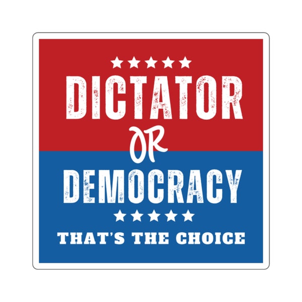 Dictator or Democracy Sticker, Vinyl, Multiple Sizes Avail, Political Sticker, Vote Sticker, Democrat Sticker, Election Sticker