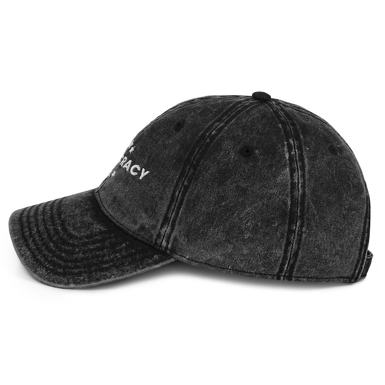 Democracy Embroidered Vintage Cotton Twill Cap, Democracy Hat, Multiple Colors,