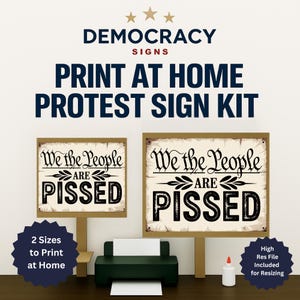 Carteles de protesta contra Trump, carteles de protesta "No Kings", 2 tamaños: para imprimir en casa y pegar en cartón, carteles anti-Trump, carteles de protesta imprimibles