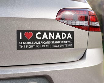 I Love Canada Car Magnet, Bumper Magnet, Custom Magnet, Anti Trump Magnet, Car Decal, Magnet for Car, Anti Trump Bumper, Free Shipping
