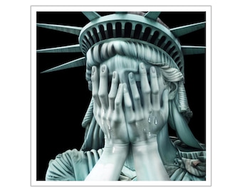 Pegatina personalizada, pegatina anti-Trump, pegatina de la Estatua de la Libertad, pegatina política, Estatua de la Libertad llorando, para interior/exterior, varios tamaños