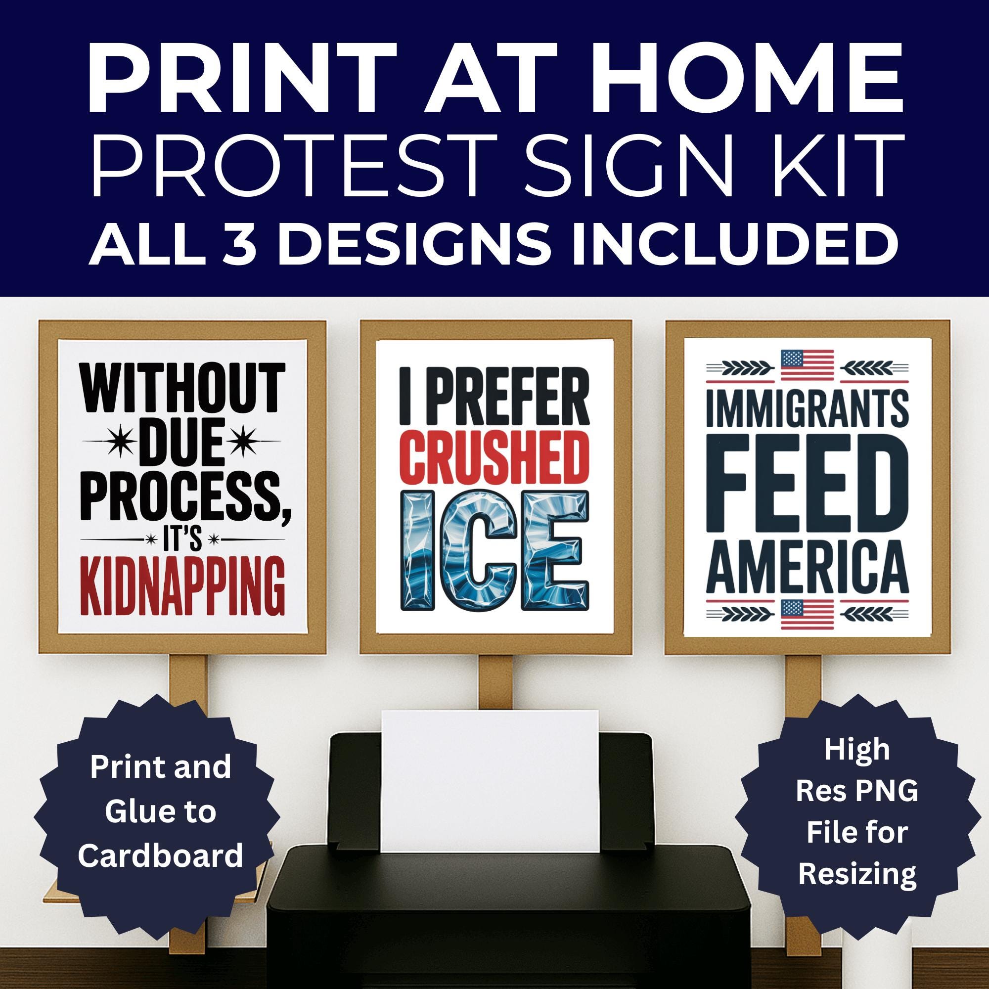 Anti ICE Protest Signs, Anti Trump Protest Signs, 3 Signs Included, 8.5 ...