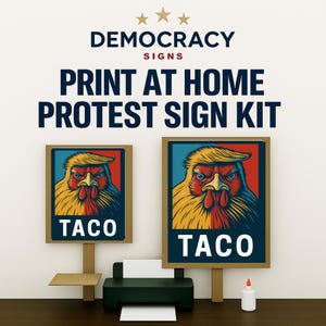 Trump Taco, zabawne znaki antytrumpowe, znaki protestu „Ręce precz” 2 rozmiary – wydrukuj w domu i przyklej do tektury, drukowane znaki protestu