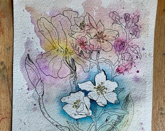 Loose Floral watercolour card