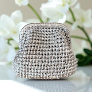 Pochette de soirée en crochet métallique argentée, sac à main pour invité de mariage, mini pochette de mariée en similicuir, sac à main brillant pour les fêtes, cadeau pour elle