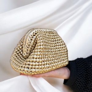 Gold Metallic Häkel Clutch, Metallic glänzend Abend Beutel, Leder Metallic Tasche, Brautjungfer Tasche, Urlaub, Weihnachten und Geburtstagsgeschenk für Frauen