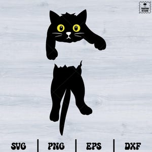 Cat Svg, Cat Peeking Svg, Black Cat Svg, Funny Cat, Cut Files for Cricut & Silhouette