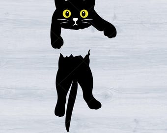 Cat Svg, Cat Peeking Svg, Black Cat Svg, Funny Cat, Cut Files for Cricut & Silhouette