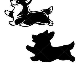 Corgi Silhouette Svg, Funny Cool corgi, Baby Corgi Svg