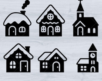 Christmas House SVG Bundle | Winter Village Silhouette | Instant Digital Download