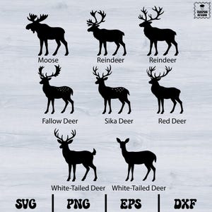 Deer Silhouette Svg, Deer SVG Bundle, Animals Svg, Deer Clipart, Cut File for Cricut, Moose Svg, Red Deer Svg