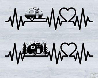 Happy camper Svg, Happy camper heartbeat Svg, camper heartbeat Svg, Camp Life Svg, Adventure Svg