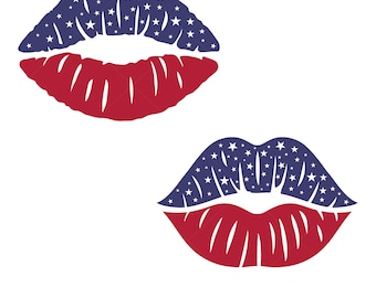 USA Flag Lips SVG, American Flag Kiss, 4th July