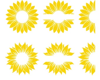 Sonnenblumen-Monogramm-Svg, beunruhigte Sonnenblume, Sonnenblumen-Bundle-Svg