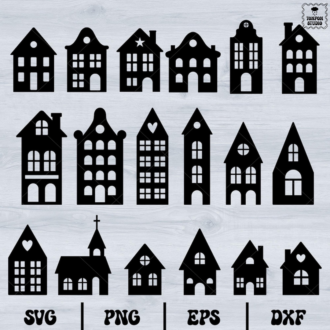 Christmas House SVG Bundle | Winter Village Silhouette | Christmas ...