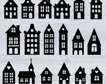 Christmas House SVG Bundle | Winter Village Silhouette | Christmas Decor | Houses Plotter Files | House Clipart | Instant Digital Download