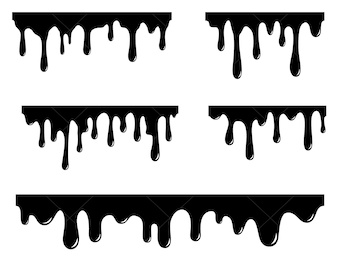 Bordas de gotejamento Svg, Gotejamento Svg, Bordas de gotejamento Clipart, Silhueta de gotejamento de tinta de chocolate