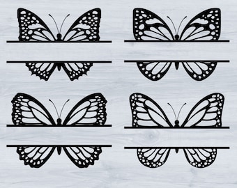 Butterfly Split Monogram Svg, Butterfly Clipart, Butterfly naam Frame Svg, DIY Butterfly Svg
