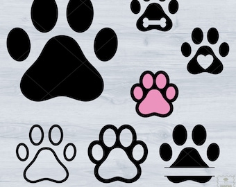 Dog Paw Print Svg, Paw Monogram, Paw Silhouette, Dog Paw Svg, Cat Paw Clipart, Symbol