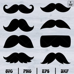 Moustache SVG Bundle | Funny Moustache SVG | Funny Beard and Mustache Clipart | Retro Facial Hair Cut Files for Cricut & Silhouette
