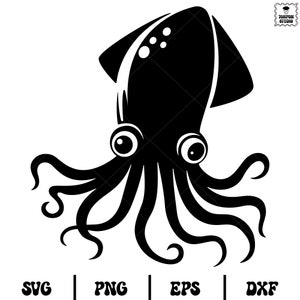 Squid Silhouette, Squid vector, Octopus Clip Art, Squid svg