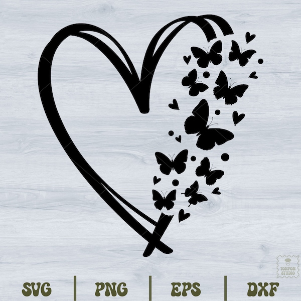 Butterfly Heart Svg, Valentine Day SVG, Mom SVG, Mom Life Svg, Butterfly Silhouette