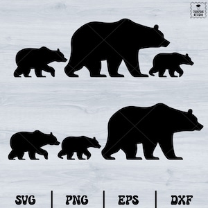 Mama Bear Svg, Bear Family Svg, Baby Bear Svg, Family Bear Silhouette Svg