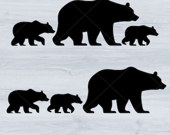 Mama Bear Svg, Bear Family Svg, Baby Bear Svg, Family Bear Silhouette Svg