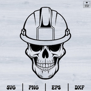 Skull With Hard Hat Svg, Construction Svg, Engineer Svg