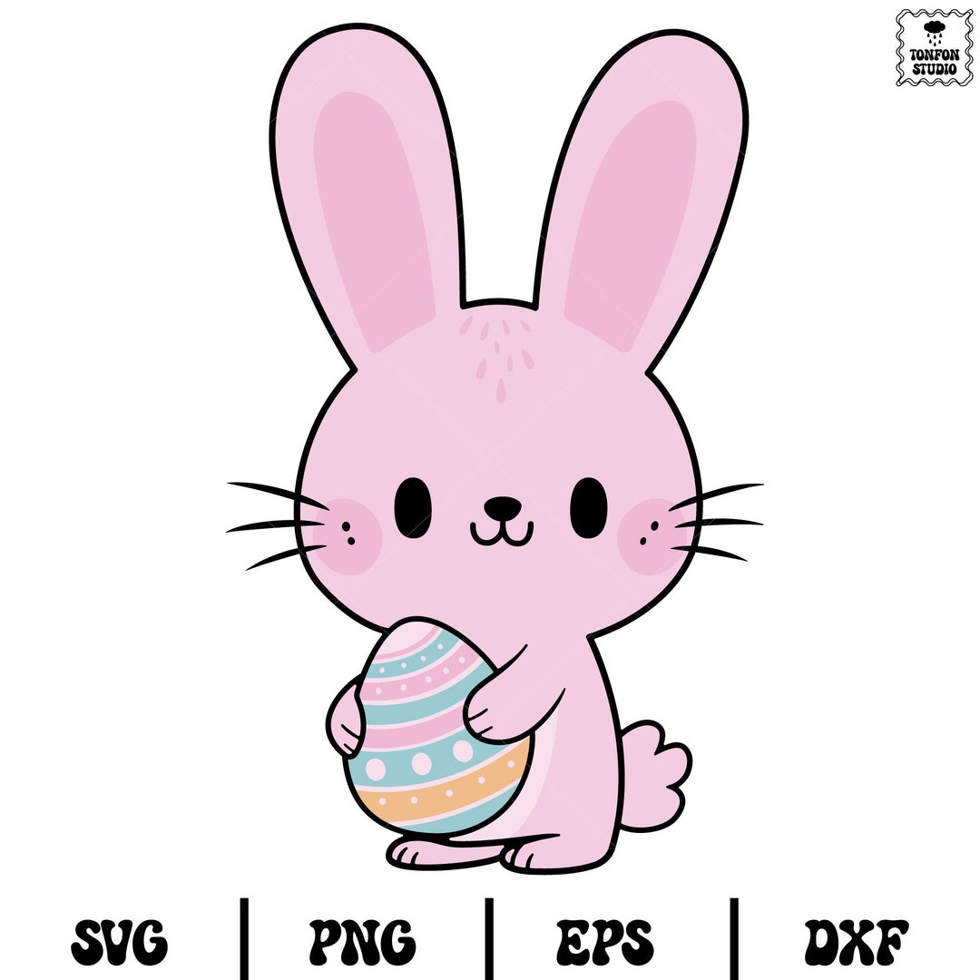 Bunny With Egg Easter, Easter Bunny Clipart, Cute Bunny Svg - Etsy