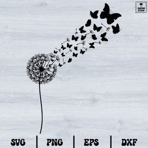Dandelion with Butterfly Svg, Dandelion Svg, Dandelion Clipart