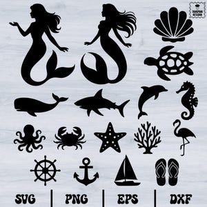 Sea Animals Svg, Ocean animals Svg, Beach Svg Bundle, Sea Life Svg, Octopus Svg, Crab Svg