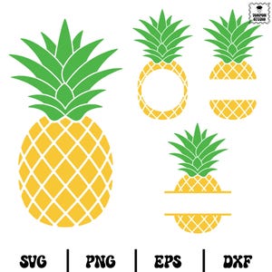 Pineapple Svg Bundle, Pineapple Monograms, Split Frame Monograms, Summer Svg, Fruits Summer Svg