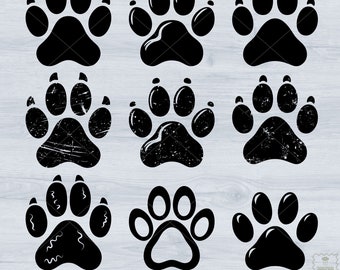 Dog Paw Print Svg, Animal Paw Svg, Dog Foot Print, Pet Paw Svg, Paw Silhouette ClipArt, Symbo, Vintage