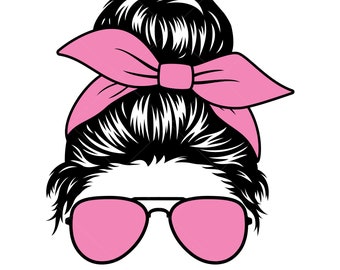 Mom Life Svg, Chignon spettinato Svg, Mamma chignon spettinato Svg, Teschio di mamma Svg, Chignon spettinato Svg
