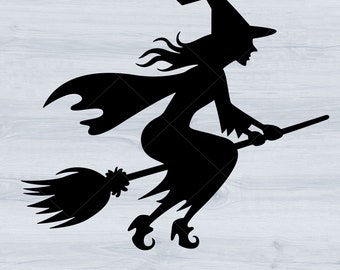 Witch Silhouette Svg, Witch Flying Clipart, Wicked Witch Clipart, Flying Witch Svg