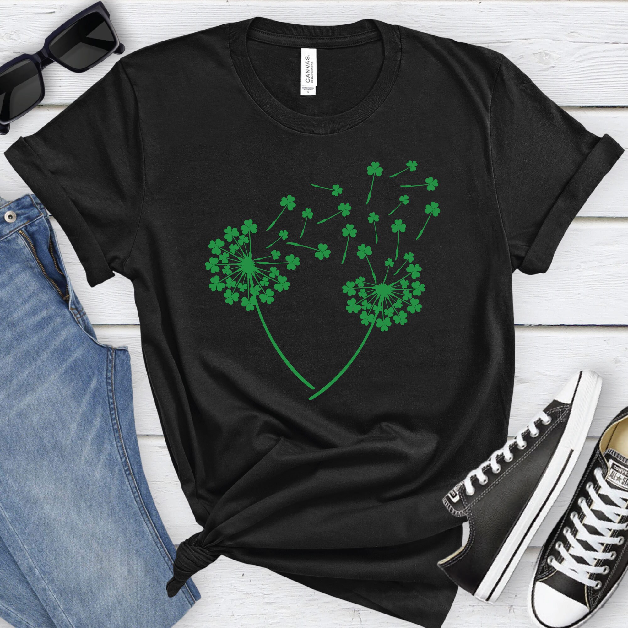 St. Patrick's Day Svg, Clover Leaf Svg, Dandelion With Shamrock, Lucky ...