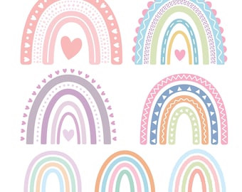 Pastel regenboogbundel, Boho Rainbow Svg, Happy Rainbows Svg, pastelkleuren, Instant Download