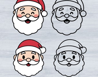 Santa Claus Face Svg, Funny Santa Head Clipart, Christmas Svg