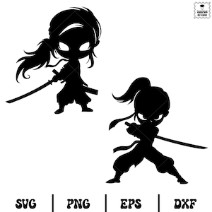 Ragazza Ninja Svg, Silhouette Ragazza Ninja Svg, Clipart cartoni animati