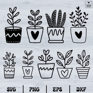 Plants Svg, plants bundle, houseplant Svg, hand-drawn plants, potted plants Svg