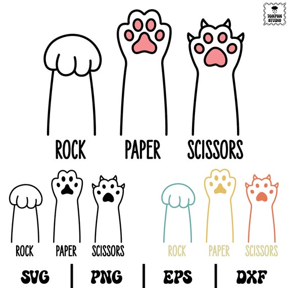 Cat Paw Svg, Rock Paper Scissors Svg, Funny Cat, Animal Love, Gift For Cat Lovers