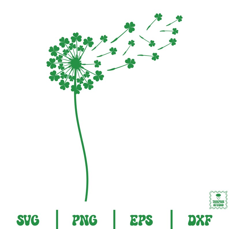 St. Patrick's Day Svg, Clover Leaf Svg, Dandelion With Shamrock, Lucky ...
