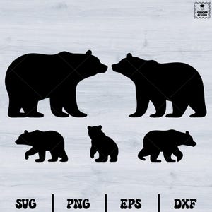 Bear Svg Bundle, Bear Silhouette Svg, Papa Bear Svg, Mama Bear Svg, Family Bear Svg, Baby Bear Svg