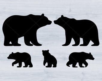 Bear Svg Bundle, Bear Silhouette Svg, Papa Bear Svg, Mama Bear Svg, Family Bear Svg, Baby Bear Svg