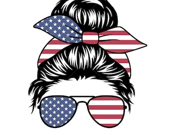 Mamma Vita in formato Svg, Mamma Vita USA Bandiera in formato Svg, Chignon disordinato in formato Svg, Chignon disordinato in formato Svg