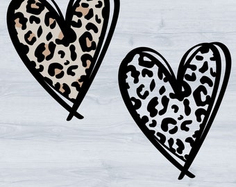Leopard Print Heart Svg, Heart Svg, Valentine Svg, Leopard Svg