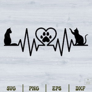 Cat Heartbeat Svg, Heartbeat Love Cat, Love Cat, Cricut